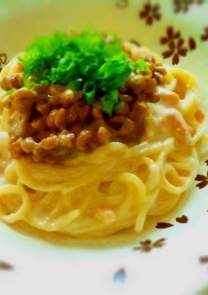 鮭フレークと納豆のクリームパスタ-レシピのメイン写真