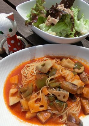 花粉症に効く!! レンコンのスープパスタ-レシピのメイン写真