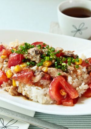 簡単!さば水煮缶とトマトの中華丼-レシピのメイン写真