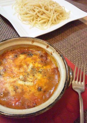チーズこんがり♪ミネストローネつけパスタ-レシピのメイン写真