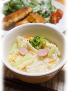 ウインナー&野菜のクリームスープパスタ-レシピのメイン写真