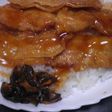 豚ばら肉薄切りの蒲焼風味丼