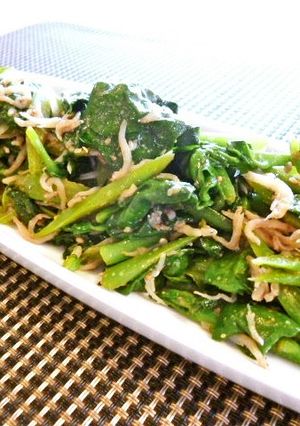 つるむらさきとシラスの簡単すり胡麻炒め♪-レシピのメイン写真