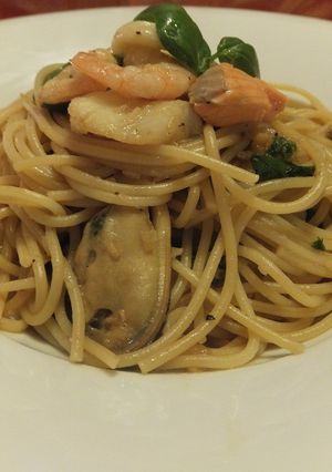 フレッシュバジルとシーフードの和風パスタ-レシピのメイン写真