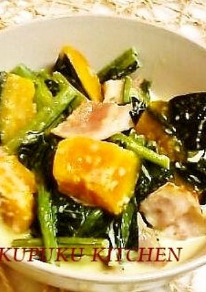 かぼちゃと小松菜とベーコンのクリーム煮-レシピのメイン写真