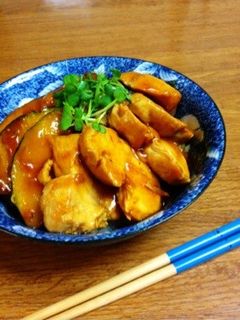 鶏とかぼちゃの照り焼き丼-レシピのメイン写真