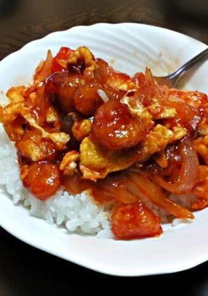 エビと玉ねぎ＋α卵ケチャップ炒め-レシピのメイン写真