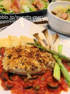 カジキのハーブパン粉焼き☆トマトソース-レシピのメイン写真