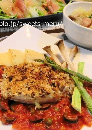 カジキのハーブパン粉焼き☆トマトソース-レシピのメイン写真