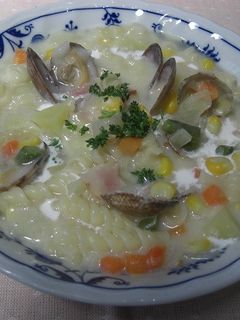 クラムチャウダー風ごちそうスープパスタ♪-レシピのメイン写真