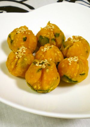 本掲載！レンジで簡単♪ウマ！ごまかぼちゃ-レシピのメイン写真