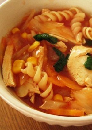 簡単な材料でスープパスタ-レシピのメイン写真