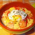 ごちそうスープパスタ☆ポーチドエッグのせ