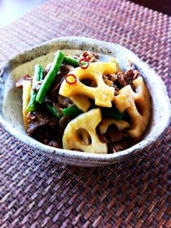 牛肉とれんこんの甘辛炒め*-レシピのメイン写真