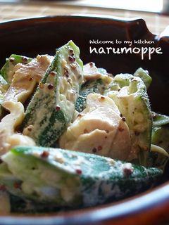 簡単おつまみ★オクラと鶏肉の粒マヨ和え♪-レシピのメイン写真