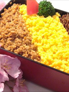 馬鹿たれで鶏(合挽き)そぼろ★そぼろ弁当-レシピのメイン写真