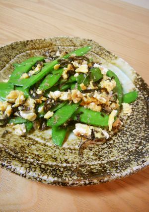 さやえんどうと塩昆布の卵炒め♬-レシピのメイン写真