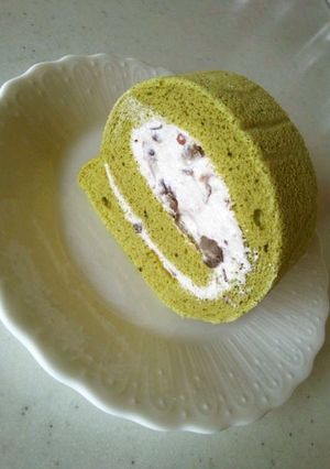 ノンオイル抹茶ロールケーキあずきクリーム-レシピのメイン写真