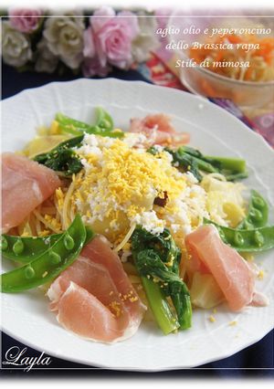 菜の花のペペロンチーノ ミモザ風-レシピのメイン写真