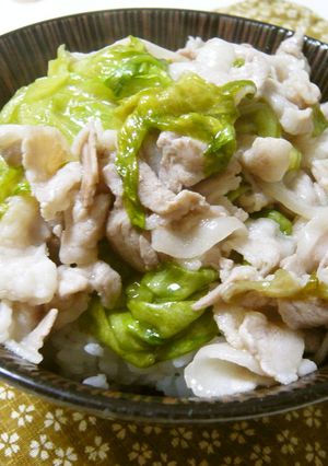 さっぱり塩レモン味の豚レタス丼-レシピのメイン写真