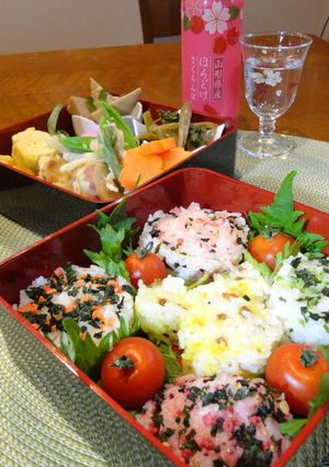 かんたん彩りごはんふりかけでお花見弁当-レシピのメイン写真
