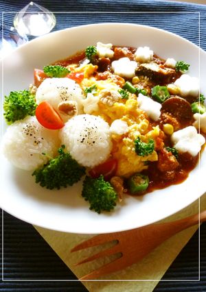 パスタソース＆卵でランチプレート-レシピのメイン写真