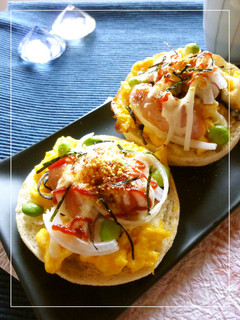 ウインナーと卵と枝豆の和風トースト-レシピのメイン写真
