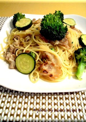 塩麹漬豚バラとズッキーニの塩麹パスタ-レシピのメイン写真