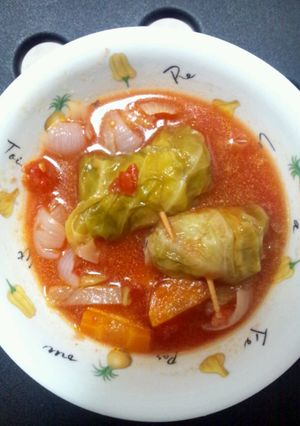 豚バラロールキャベツトマト煮込み　-レシピのメイン写真
