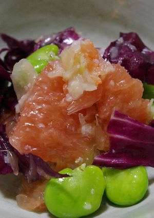 そら豆とグレープフルーツ　塩麹のサラダ　-レシピのメイン写真