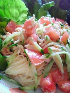 野菜たっぷりダイエッターの簡単サラダスパ-レシピのメイン写真