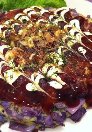 紫キャベツでお好み焼き-レシピのメイン写真