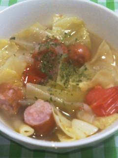 キャベツとソーセージのパスタ入りスープ-レシピのメイン写真