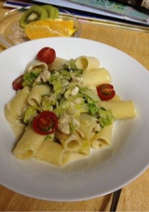 春野菜と鶏ささみのゆず胡椒クリームパスタ-レシピのメイン写真
