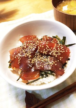 節約♪びんちょうまぐろの絶品漬け丼-レシピのメイン写真