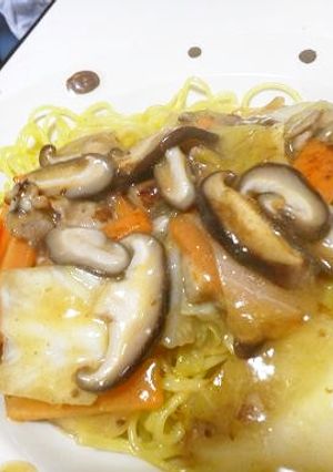 ☆椎茸の味噌バターあんかけ焼きそば♪-レシピのメイン写真
