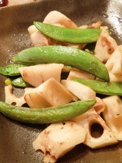 蓮根とスナップエンドウの塩炒め-レシピのメイン写真