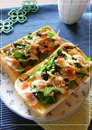 ベーコン×青菜昆布和えの和トースト-レシピのメイン写真