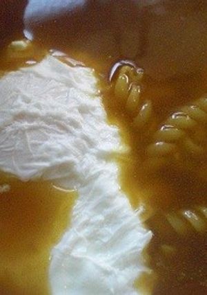 ポーチドエッグとろ～り豆入りスープパスタ-レシピのメイン写真