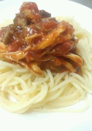オクラとササミのトマトパスタ-レシピのメイン写真