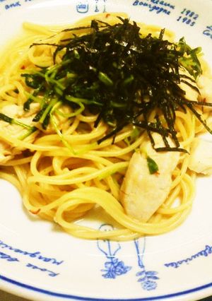 ササミと豆苗のピリ辛和風パスタ-レシピのメイン写真