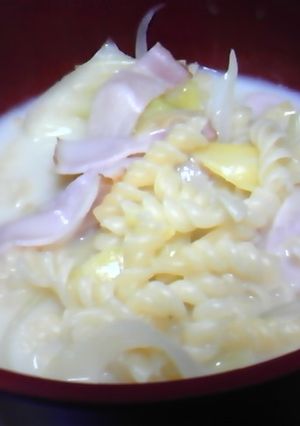 ベーコンとたまねぎのクリームスープパスタ-レシピのメイン写真