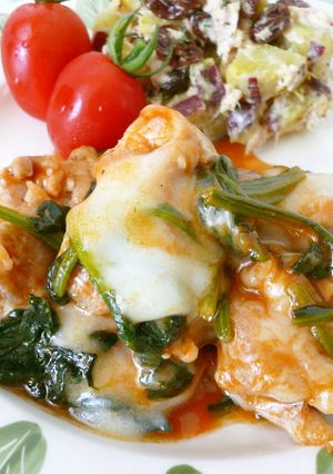❦鶏肉とほうれん草のケチャチーズ炒め❦-レシピのメイン写真