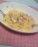 簡単☆サケフレークと椎茸のパスタ