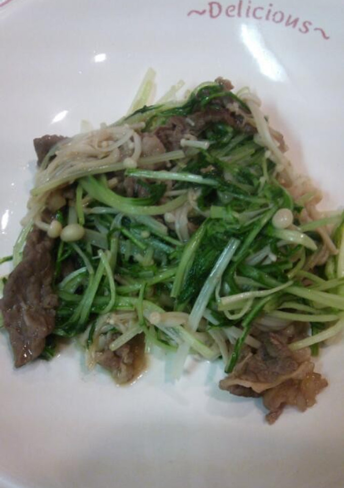 牛こま切れ肉と水菜の炒め物-レシピのメイン写真