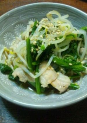春菊ともやしと豚バラのポン酢あえ-レシピのメイン写真