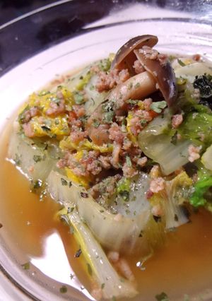 タジン鍋で簡単！挽肉＆白菜ヘルシー蒸し♡-レシピのメイン写真