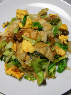 春野菜と鰻の白焼きの炒め物-レシピのメイン写真