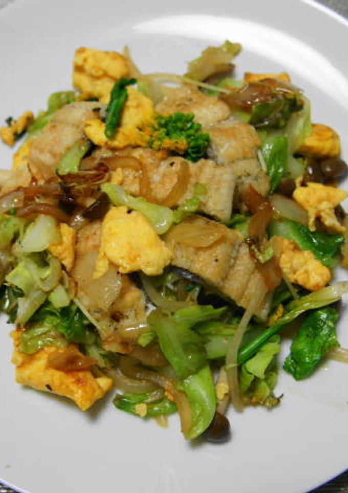春野菜と鰻の白焼きの炒め物-レシピのメイン写真