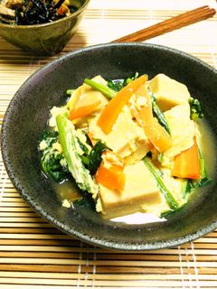 高野豆腐とほうれん草の卵とじ-レシピのメイン写真